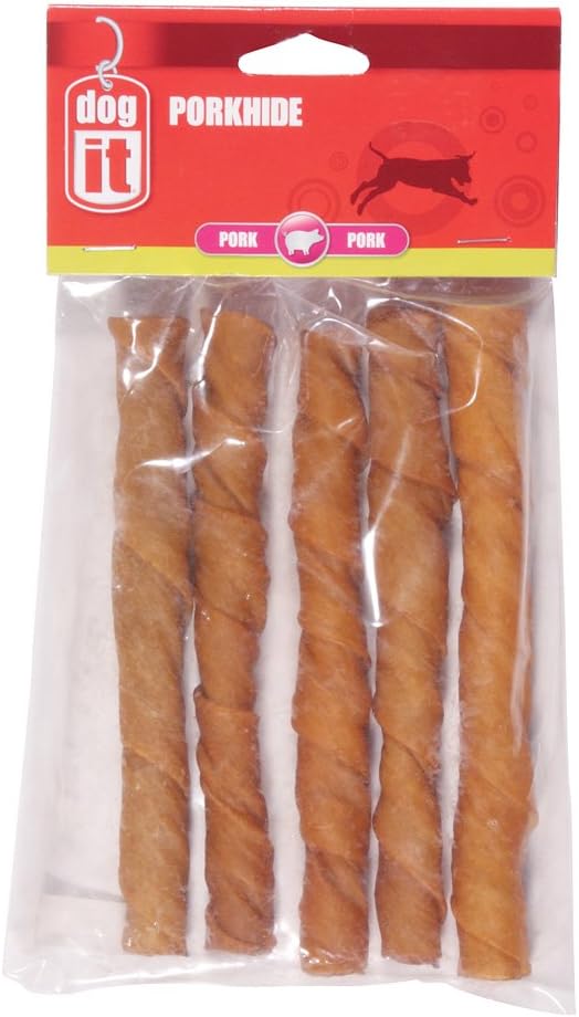 Dogit Porkhide Heavy Twist Roll, 6Inch, 5Pack Pet