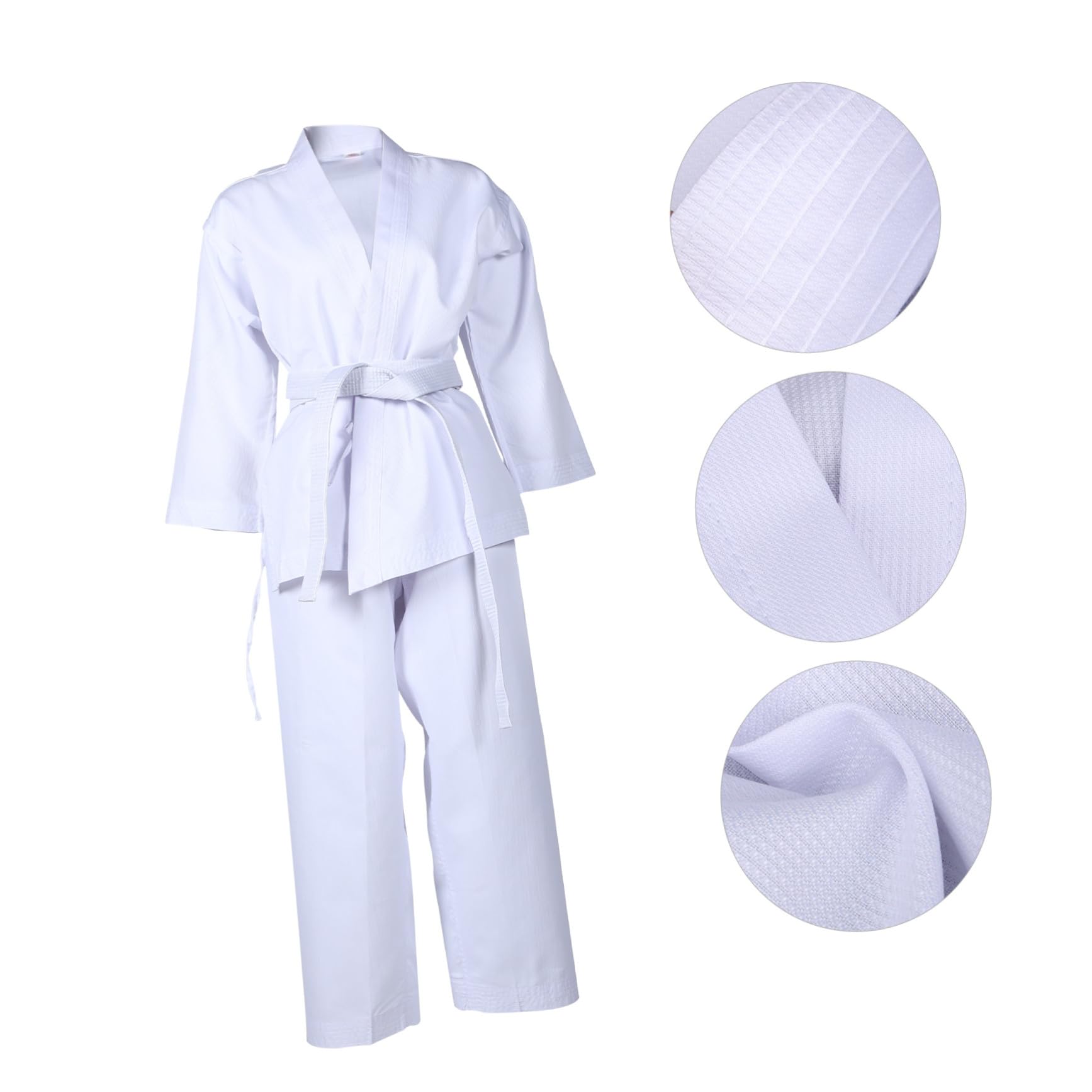OUNONA Tenue De Karaté Unisexe Adulte en Tissu Respirant à Séchage Rapide pour Entraînement Taekwondo, Costume De Taekwondo Blanc Confortable pour Sports Martiaux, Taille 160 Cm