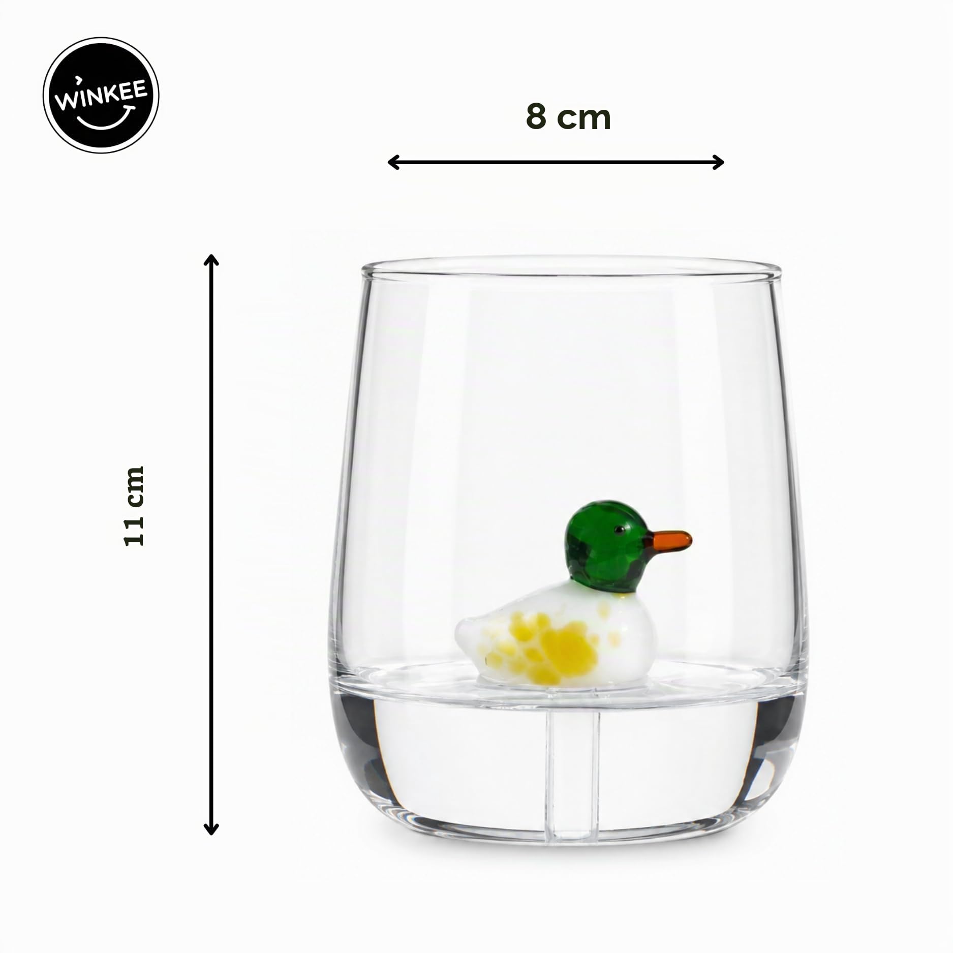 Winkee Trinkgläser Ente bunt groß Wassergläser Gläser 3D modern 600 ml