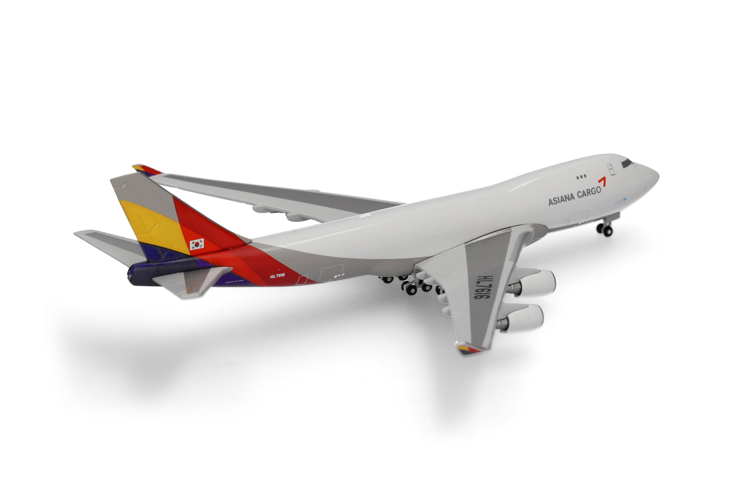 Herpa Aeroplano in Miniatura Asiana Cargo Boeing 747-400F, Escala 1/500, Modelo prefabricado, maqueta de colleción, modelismo, Aeroplano sin Soporte, Figura Metal