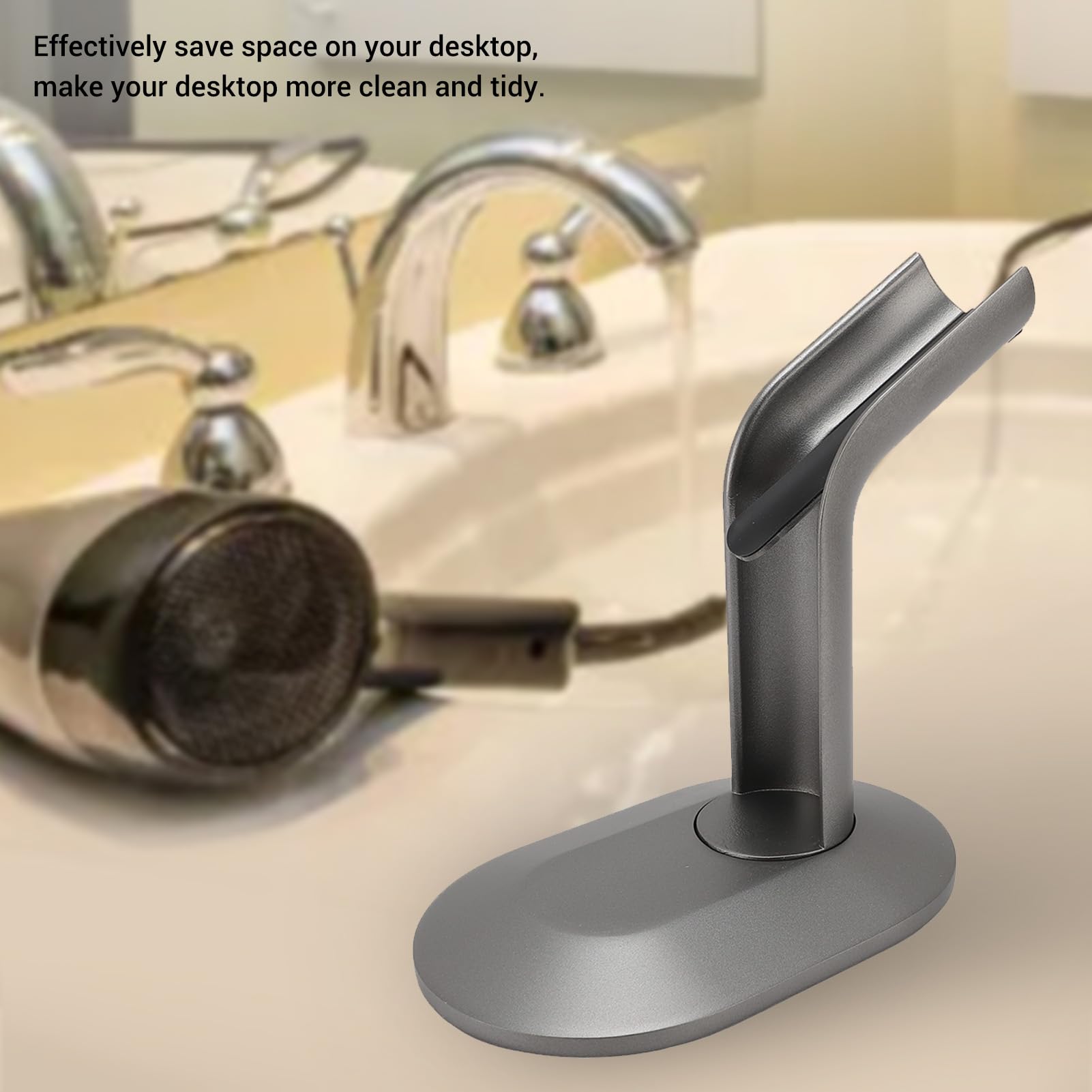 Soporte para Secador de Pelo para Plancha de Pelo HT01, Organizador de Soporte para Secador de Pelo de Metal para Encimera, con Base de Silicona Antideslizante
