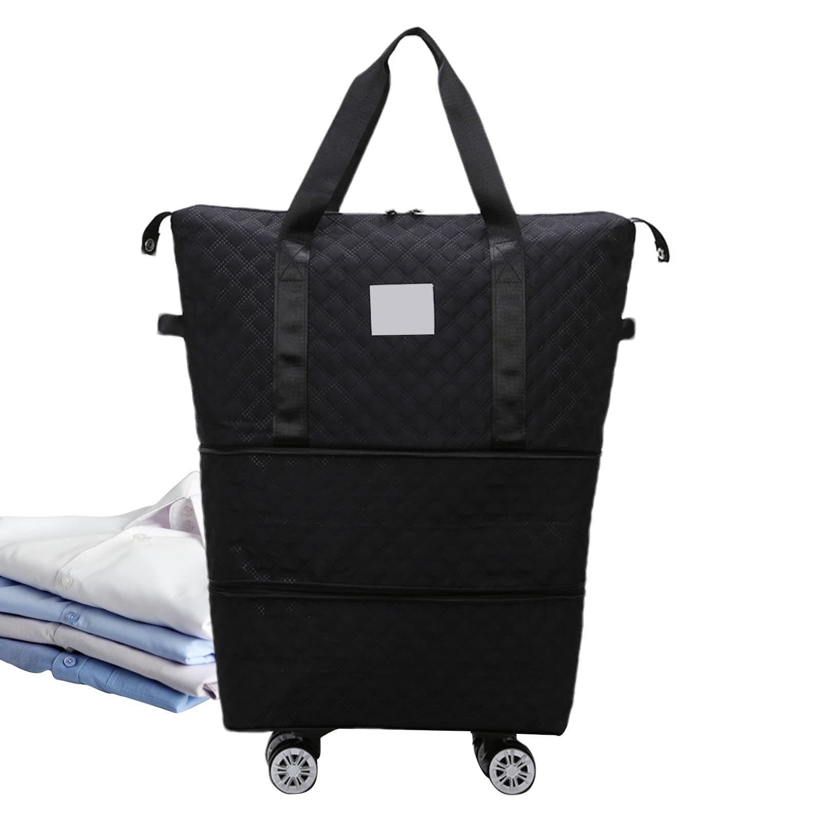 Bolsa de viaje plegable expandible, bolsa de viaje con ruedas | bolsa de de mano, equipaje de mano expandible, bolsa de viaje para padres, bolsa de viaje expandible con ruedas, Black,
