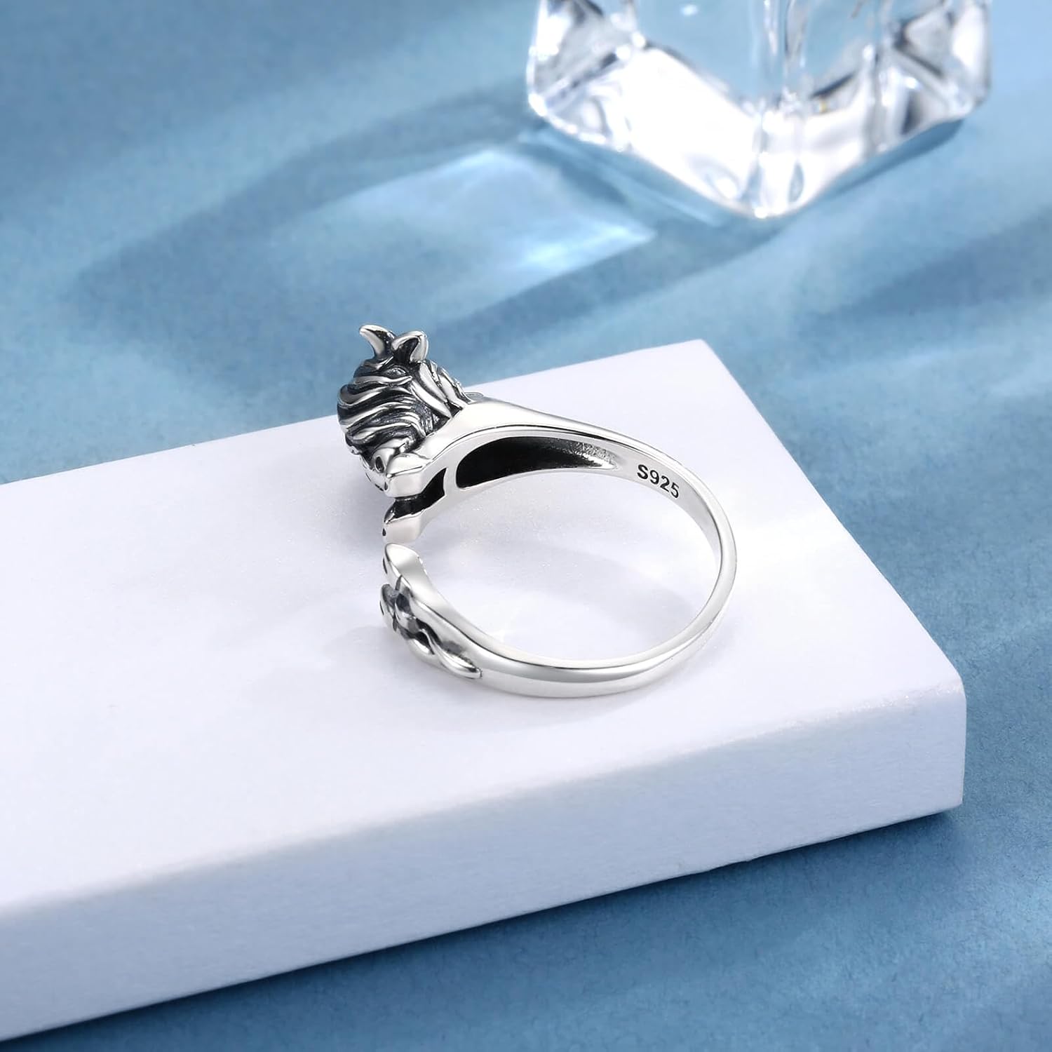 925 Sterling Silver Highland Cow Ring Adjustable Cute Cow Hug Ring for Women Scottish Highland Cattle Jewelry Gifts for Farm Lovers - Image 4