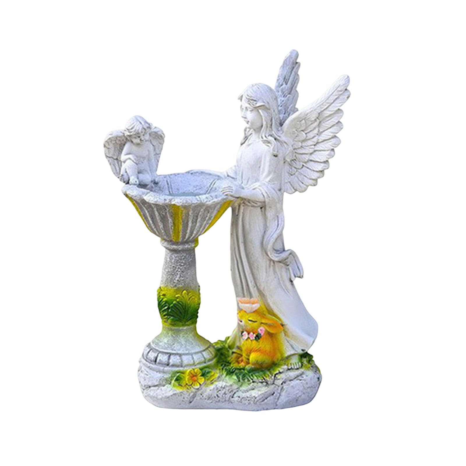 Introti Solar Powered Garden Statue with RGB Light Hand Paint Lawn Ornament Waterproof Solar Fairy Decoration Statue for Patio Lawn Yard Outdoor Decor (Flower Fairy)