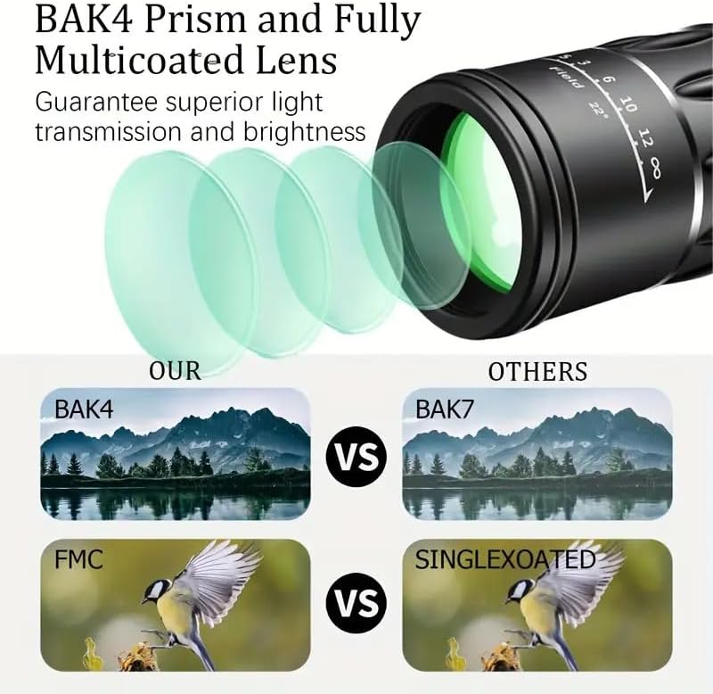 16X52 HD Monocular Telescope, High Contrast & High Resolution Images, Portable Waterproof, HD Monocular Scope for Bird Watching Hiking Camping Travelling - Image 5