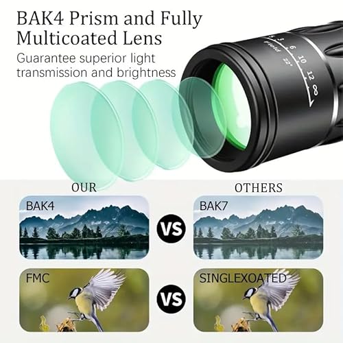 16X52 HD Monocular Telescope,High Contrast & High Resolution Images,Wide Field of View, for Gifts, Outdoor Viewing,Bird Watching,Hiking,Concert,Travelling