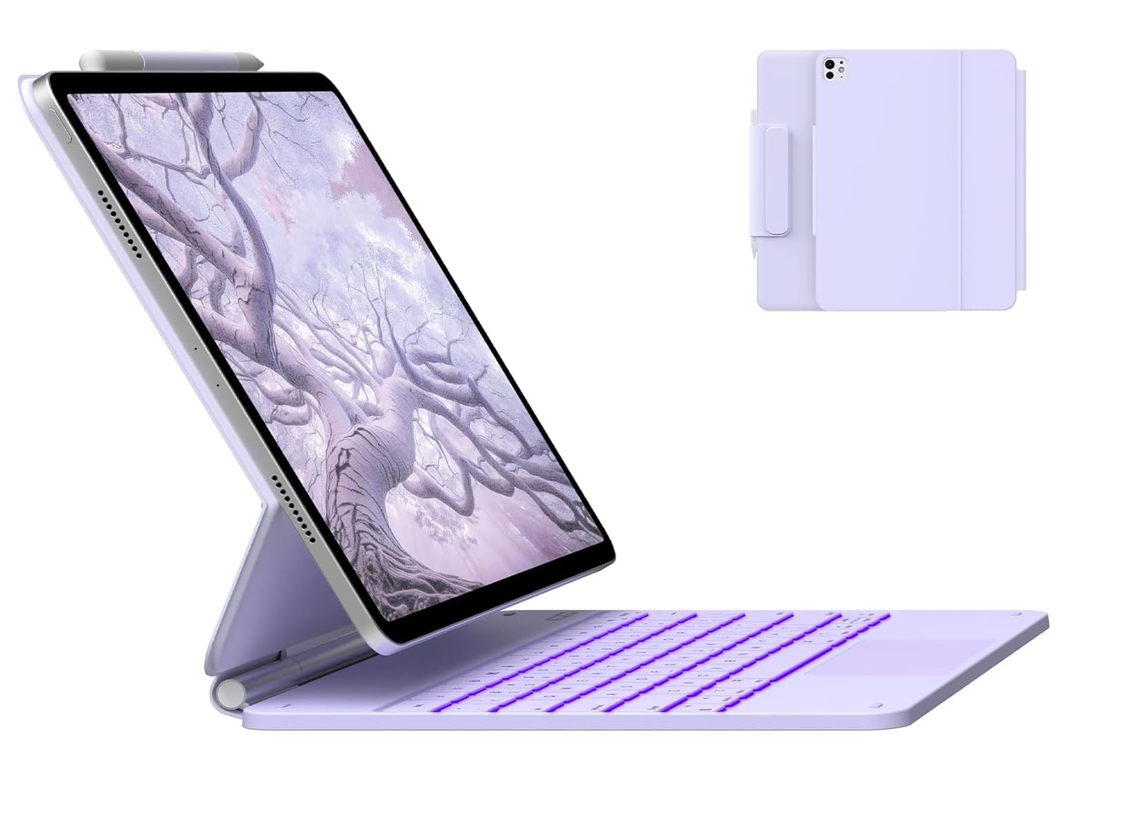 typecase Edge iPad Air 13 Inch Case Keyboard (M3/M2, 2025/2024) & iPad Pro 12.9 inch (3/4/5/6th Gen) Magic Keyboard, Precision Multi-Touch Trackpad, Floating Cantilever, 11-Colors Backlit (L. Purple)