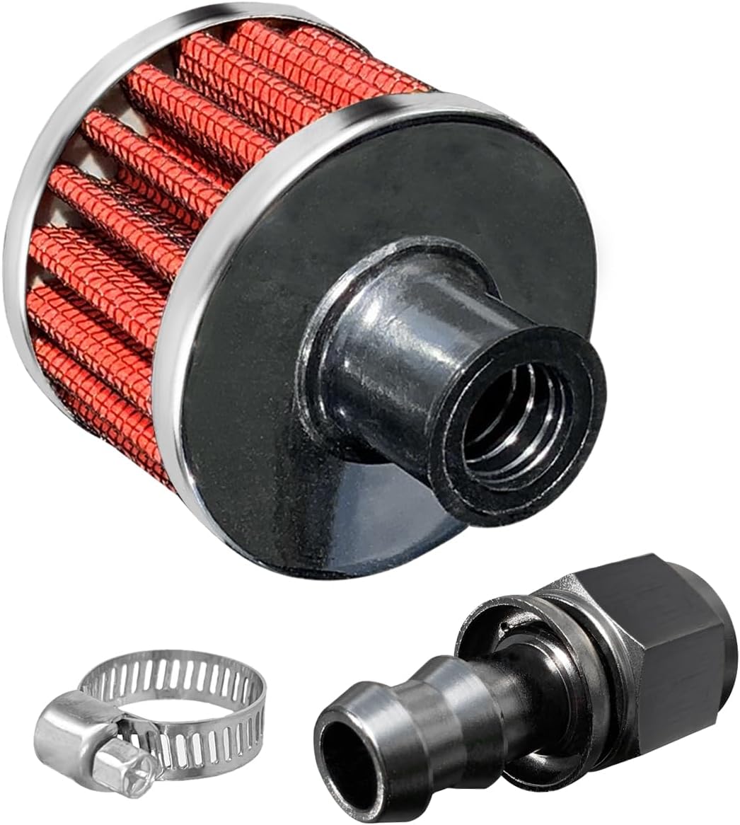2PC 12mm Fuel Breather Filter, Fuel Cell Vent Air Filter 8AN Female Fitting Kit for car and Motorcycle