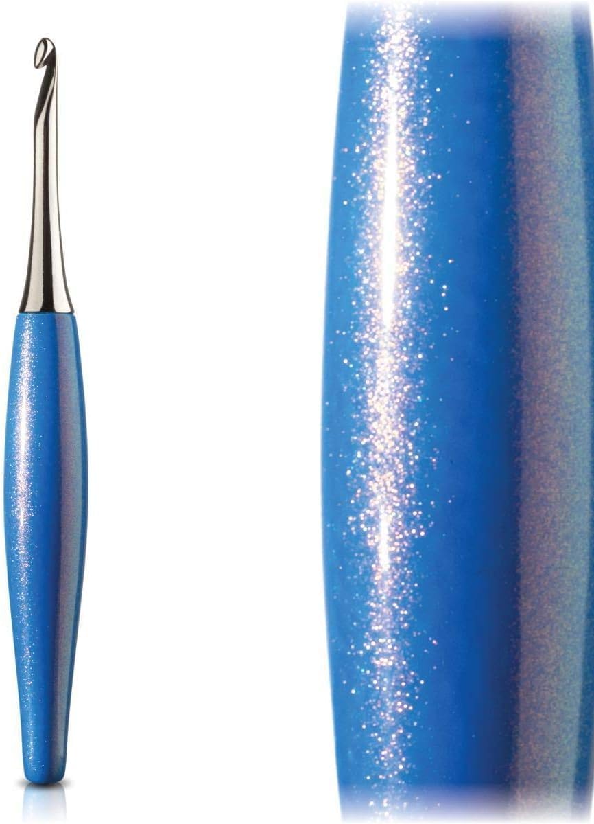 Furls Crochet Hook, Odyssey Blue, Nickel Plated Tip for Effortless Glide, Ergonomic Handle Crochet Hooks 7" (Odyssey Blue, M - 8.00MM)