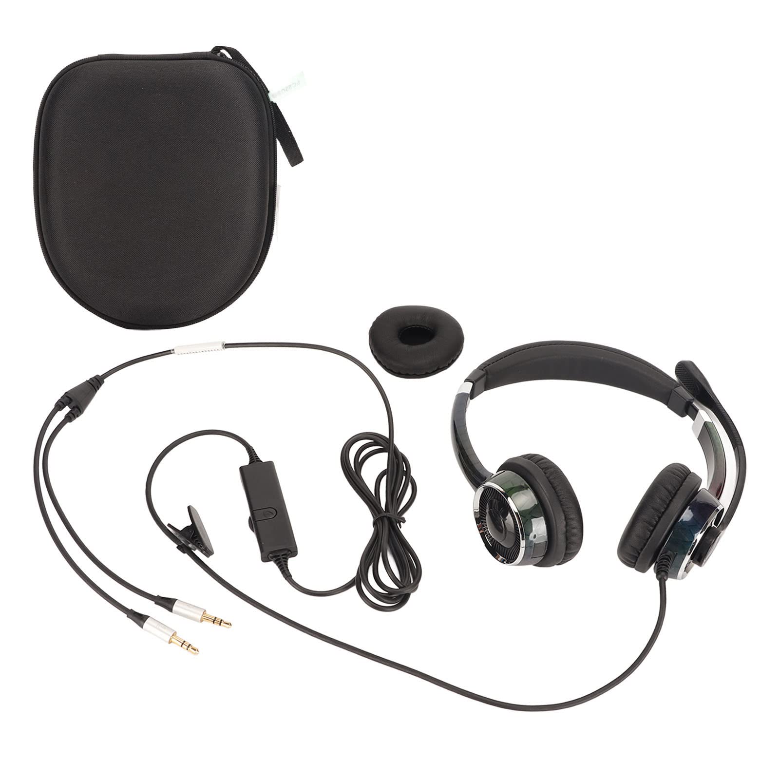 Cuffie da Lavoro Cablate Cuffie Telefoniche Stabili con Cancellazione del Rumore per Call Center, Ergonomiche Binaurali per Computer per Impiegati (Doppia interfaccia da 3,5 mm)