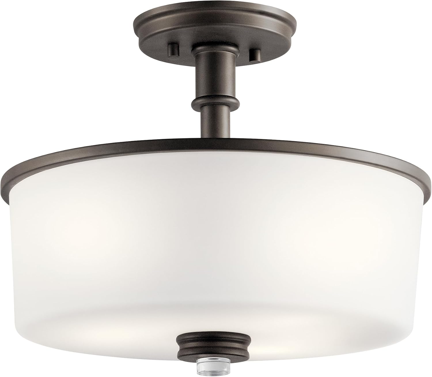 Kichler Joelson 14.25" 3 Light Semi Flush with Satin Etched Cased Opal and Clear Glass Accent Glass in Brushed Nickel
