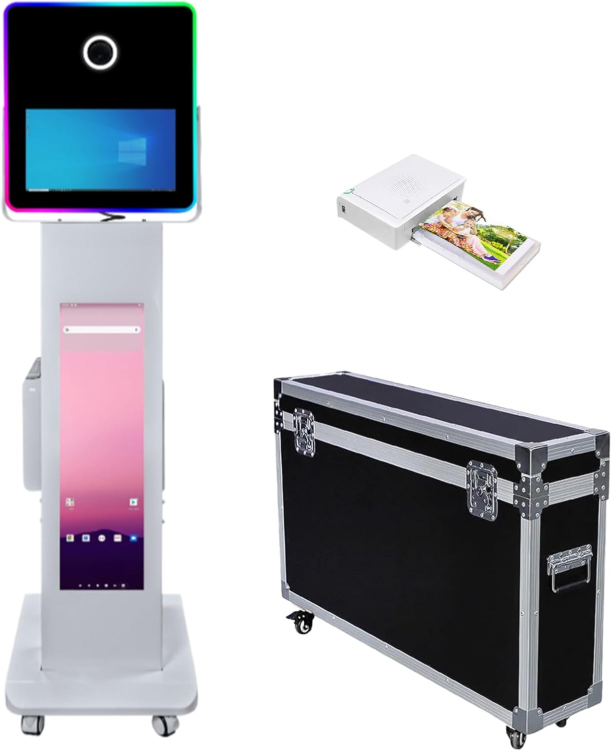 15.6 Inch DSLR Photo Booth Machine with LCD Touch Screen Portable Camera Photobooth Flight Case Packing for Weddings Parties Events (Photo Booth + Printer)