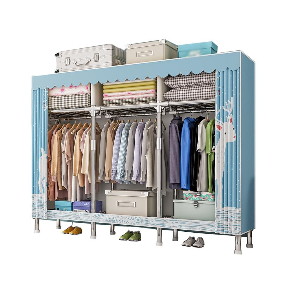Porte-manteau en métal autoportant équipé d'une grande housse de rangement zippée