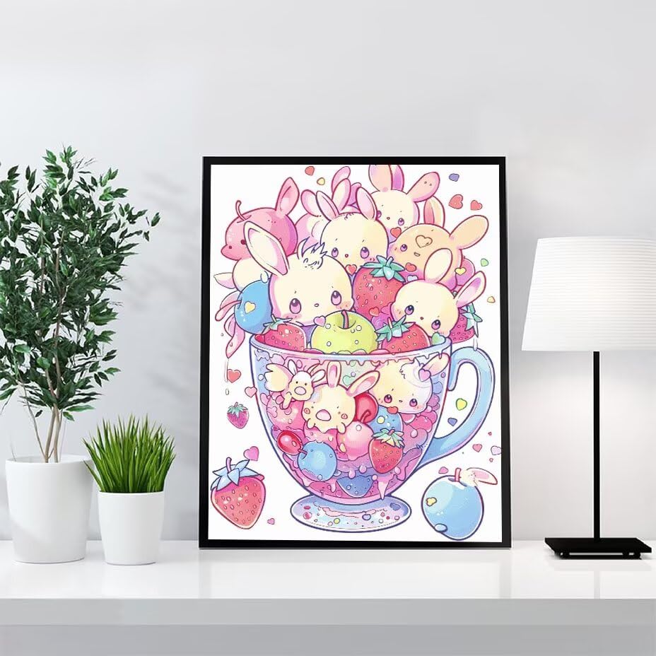 Broderie Diamond Complet Kit Point de Croix Lapin Fruits DIY 5D - 3