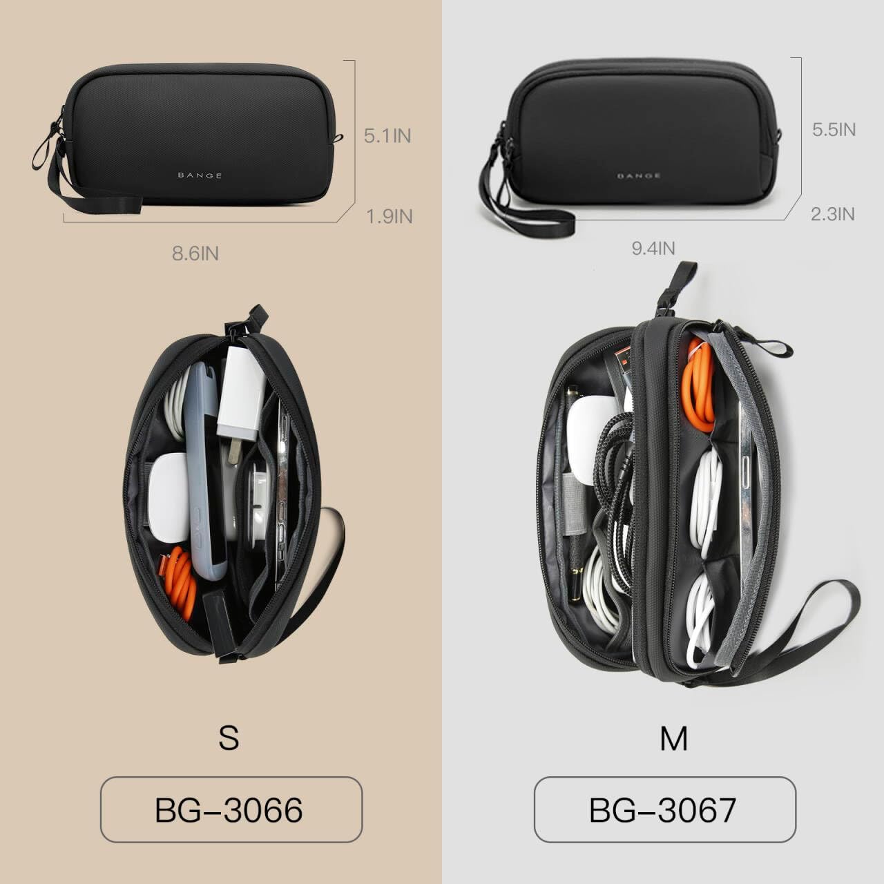 BANGE Electronics Organizer Travel Case, Water Resistant Travel Bag, Tech Pouch Accessories Organizer for Cable,Cord, Phone, Cables, USB Flash Drive, Daily Items - Image 3