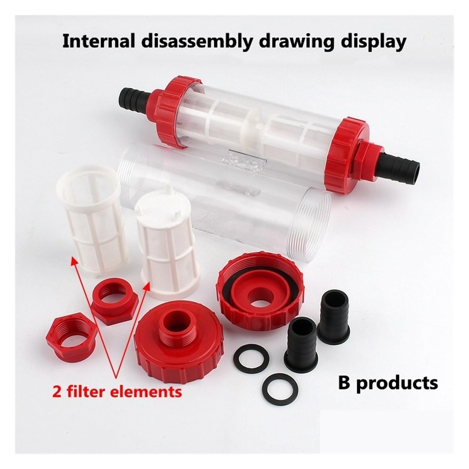 Filtro de manguera Pagoda de 1~8 Uds., 18/22mm, accesorios de riego agrícola, tubería de Tanque De Agua de Peces transparente for acuario(Red,1 PC)