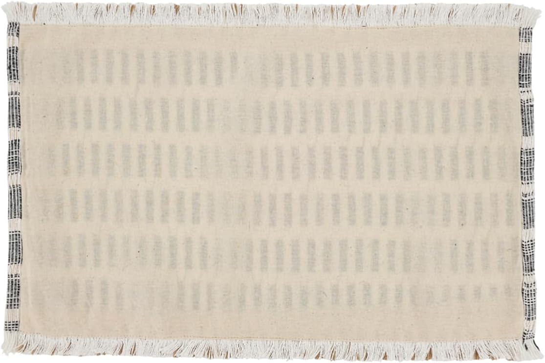 Fennco Styles Black & Natural Woven Stitch Placemats 14" W X 20" L, Set of 4 - Jute Blend Rustic Table Mats for Home Décor, Dining Table, Banquets, Holidays and Special Events