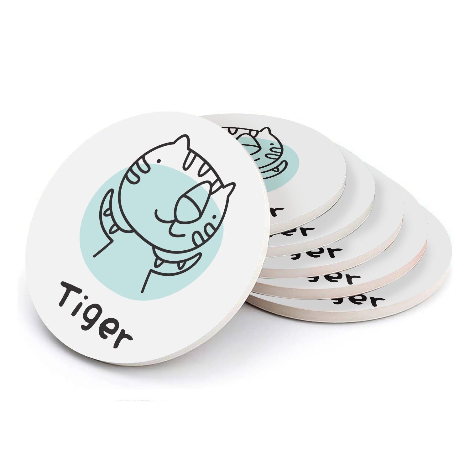 Sous verre tigre en céramique lot de 6 cadeau idéal astrologie