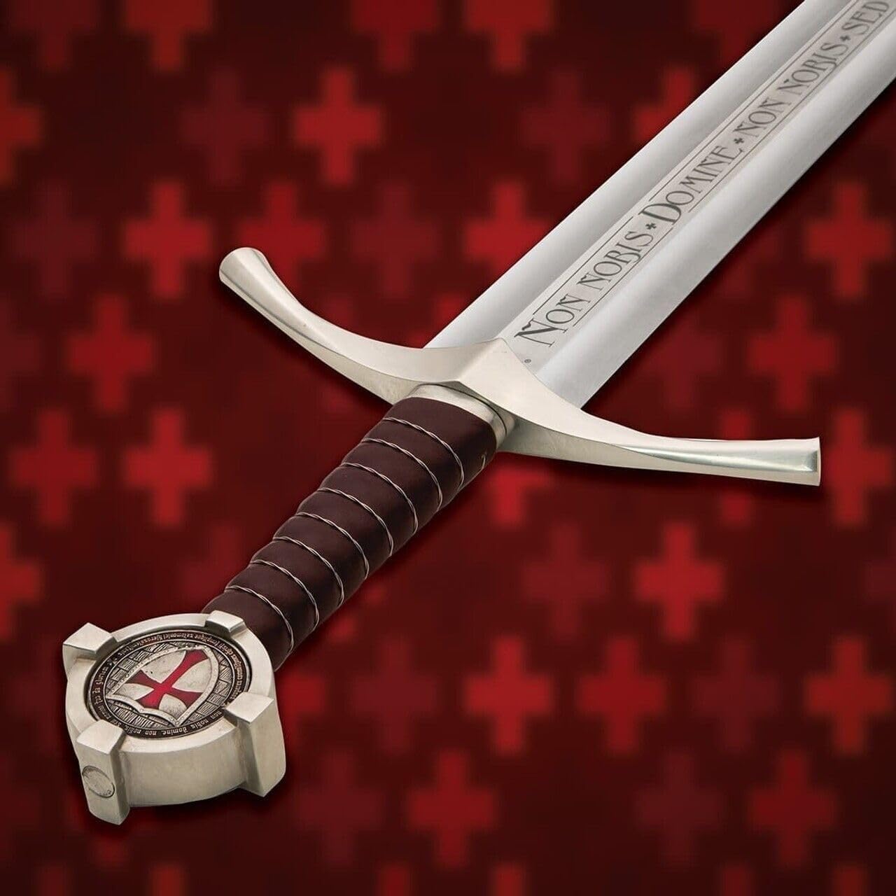 DARK WARRIOR-Handmade Medieval The Accolade Sword of The Knights Templar Replica, Viking Sword with Scabbard, Stainless Steel Blade, Decoration, Collection, Cosplay, (Templar) (Medieval Viking)