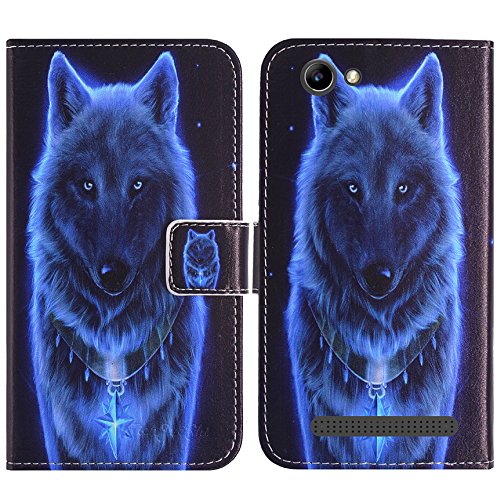 TienJueShi Wolf Flip Book-Style Brief Leder Tasche Schutz Hulle Handy Hülle Abdeckung Fall Wallet Cover Etui Skin Fur Archos 40 Power 4 inch