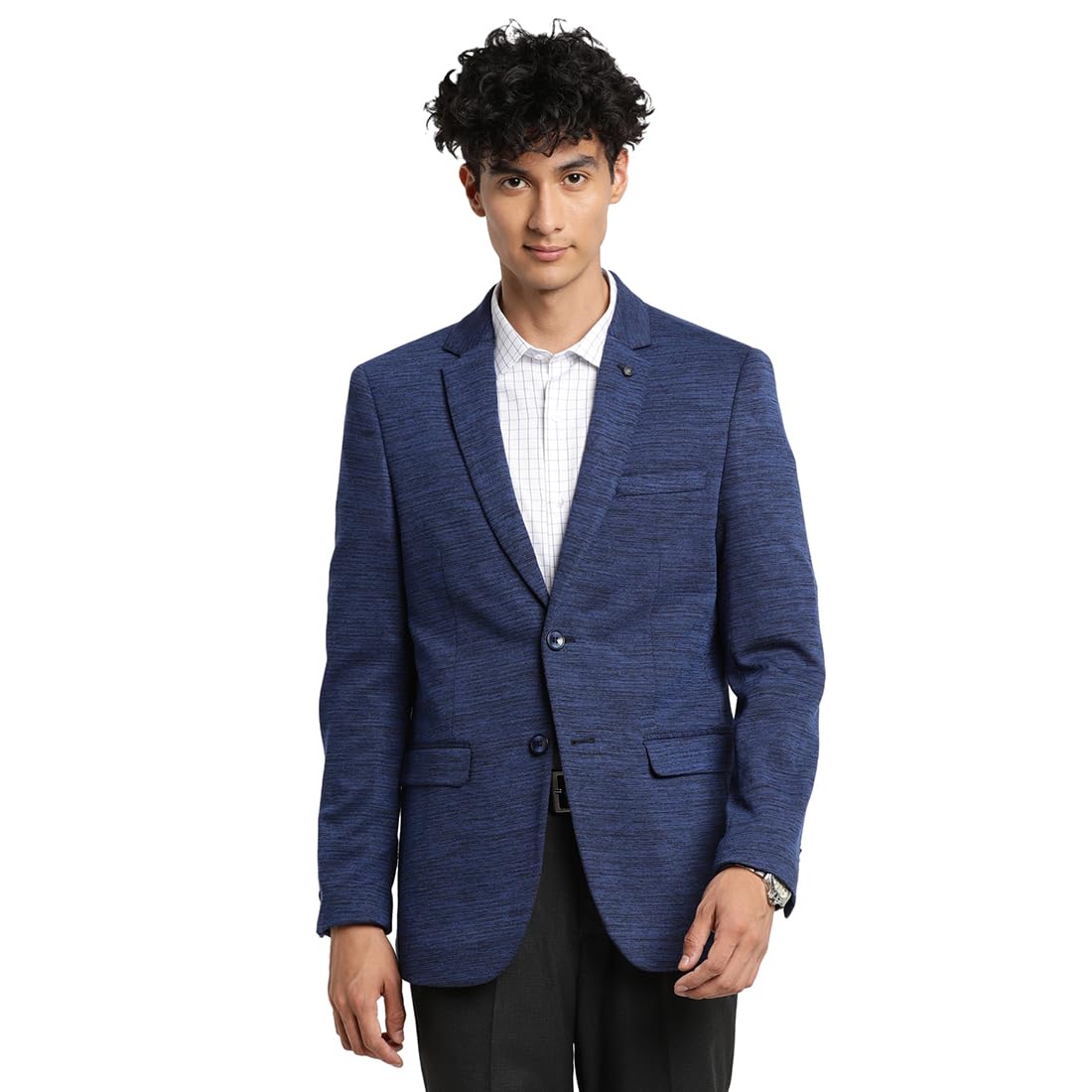 turtle Men Knitted Solid Blue Blazer-picture-31
