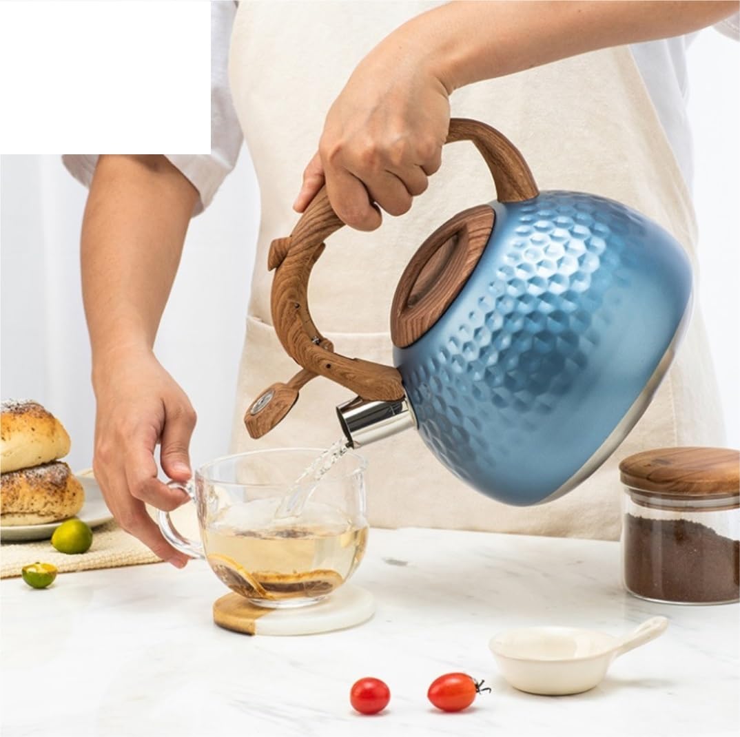 Tetera Hervidor De Agua Hervidor de té silbante 2,8 l, Tetera con Silbato Acero Inoxidable, para Estufa, para Cocina inducción Gas Teteras para Te