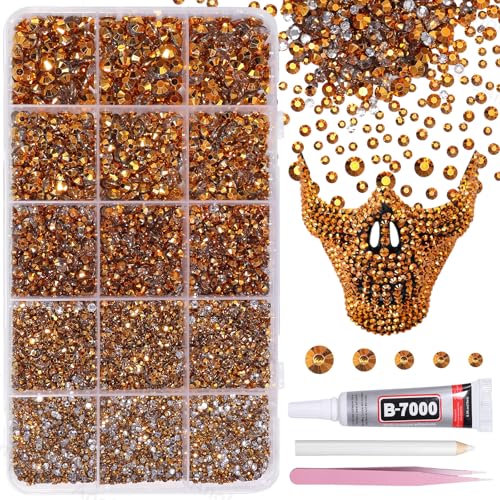 12000Pcs Gold Color Rhinestones for Bedazzling Kit, Jelly Resin Gems