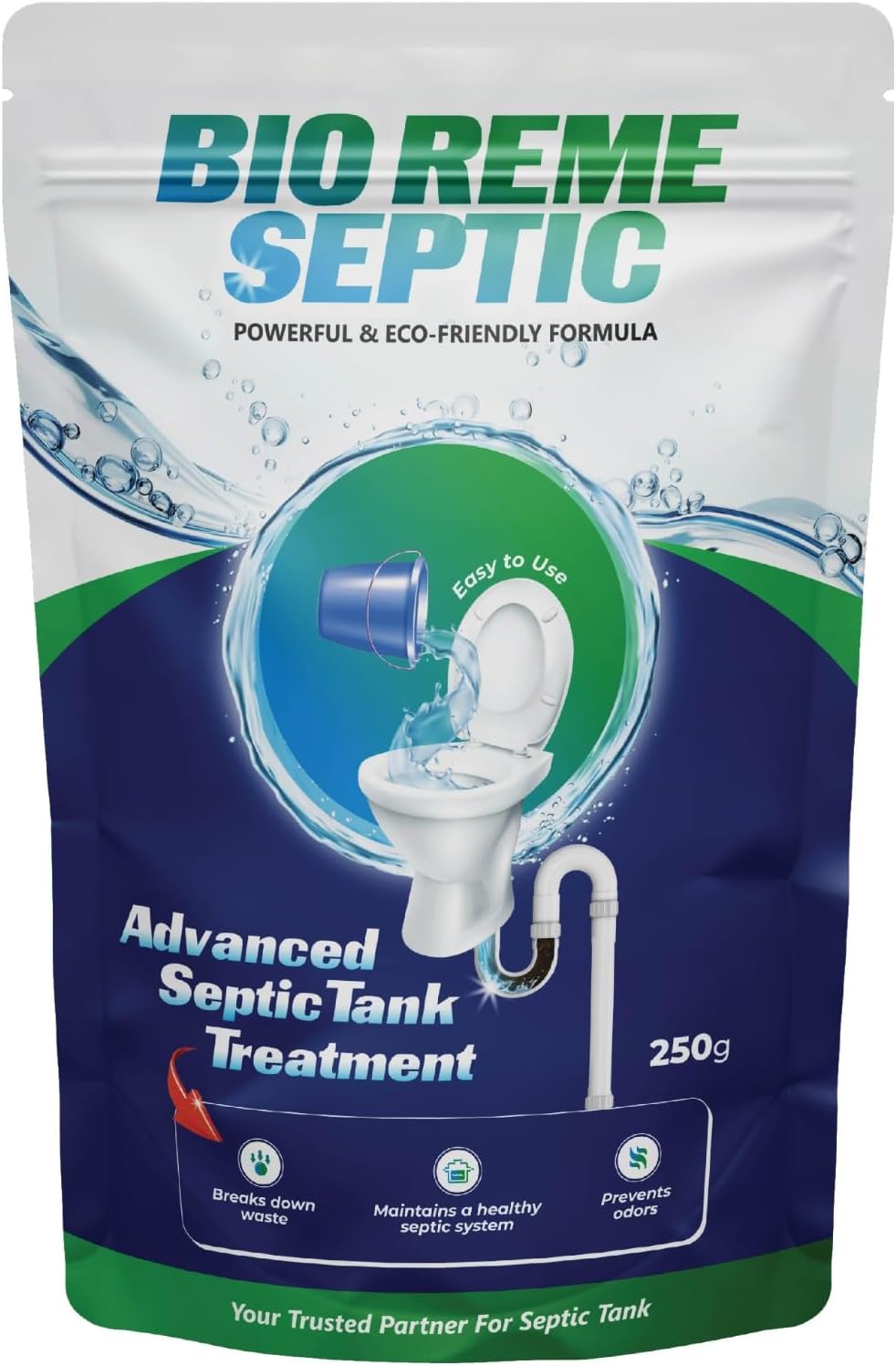 Bio Reme Greencraft Labs Septic Tank Cleaner I Reduces Sludge Build-up I Odour Removing Powder Bacteria I Eco Friendly I Available in Pack of 1 (250 gm)