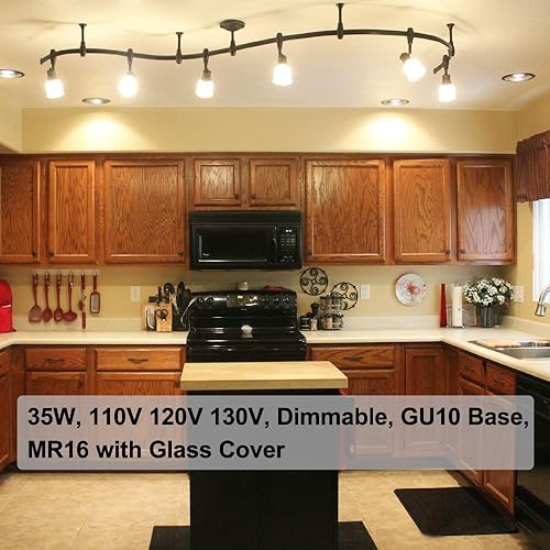 Vinaco Gu10 Bulb, 6 Pack High Brightness gu10+c 120v 35w Halogen Light Bulbs with Glass Cover, dimmable gu10 Track Lighting, Soft White, High CRI100