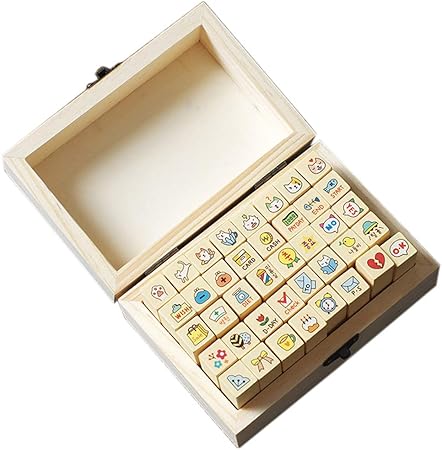 Amazon クリエイティブスタンプセット 木製ゴム印セット 執筆のためのスタンプ 40 Pcs 11 おもちゃ おもちゃ