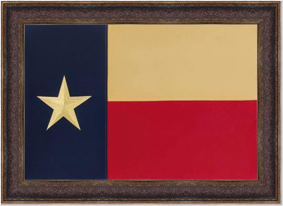 R&R Large Texas Flag Frame USA Real Rustic Western Framed Wall Art Paintings