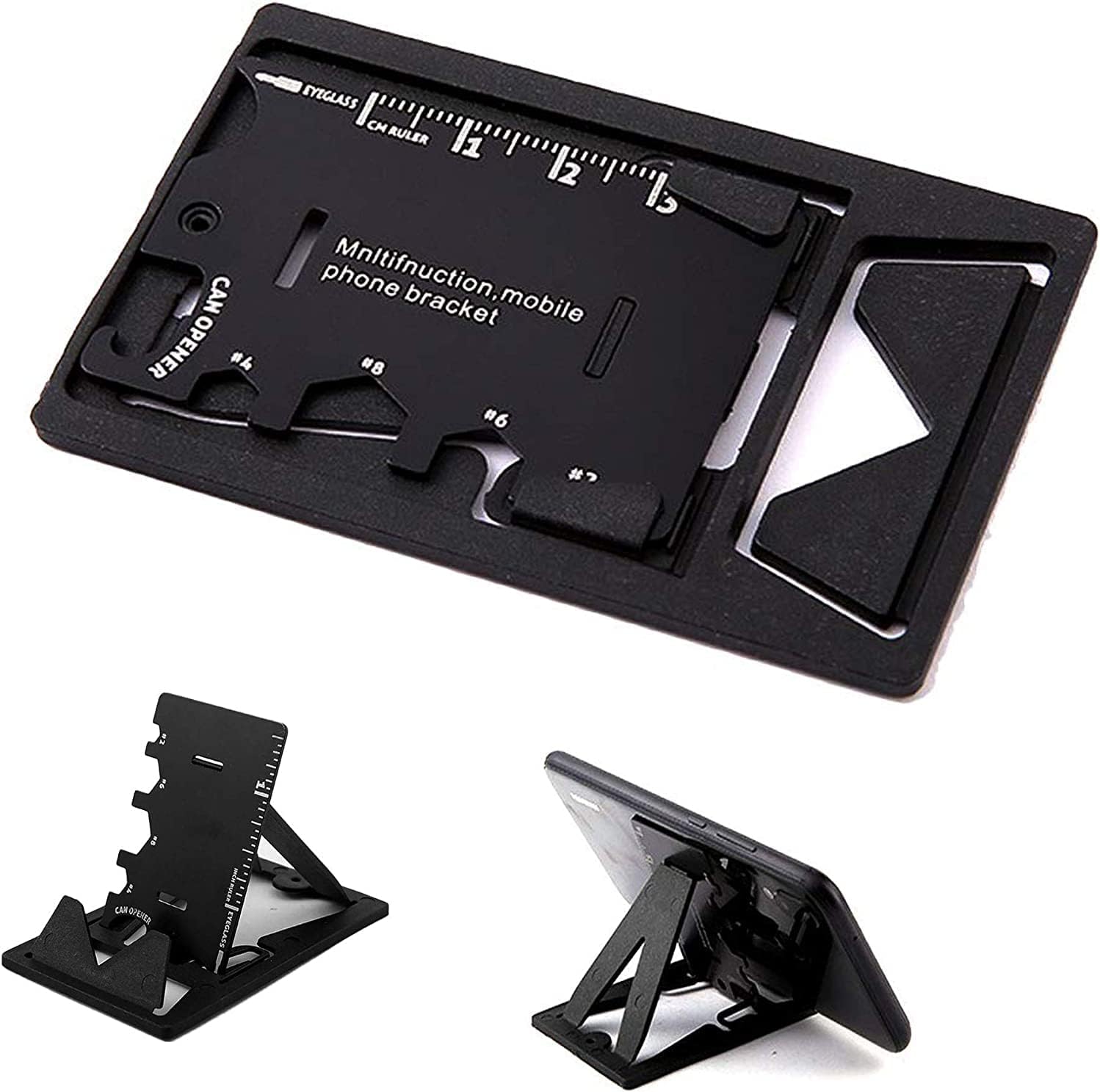 Rangwell NX Multi-Function Credit Card Tool and Key-Ring Tool Set Sleek Stainless Steel Wallet Card Hand Tools Multi Tools Bottle Opener kit/Wallet Ninja 18 in 1 Multi-purpose Pocket Tool (Black)