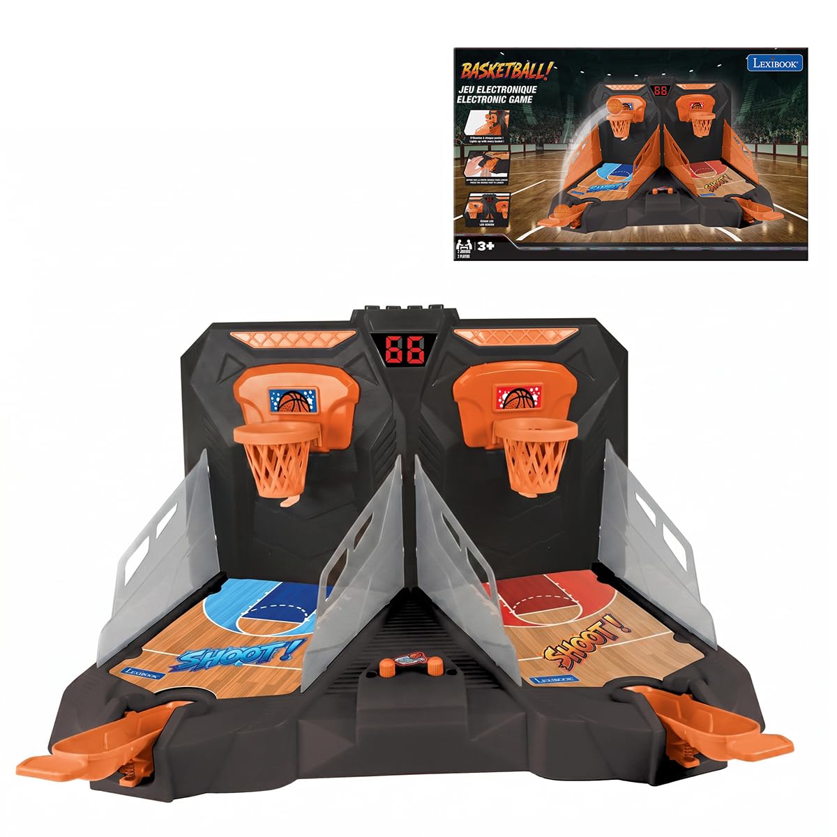 Lexibook, Gioco di Basket elettronico, Luci Suoni, Nero, JG925LXB