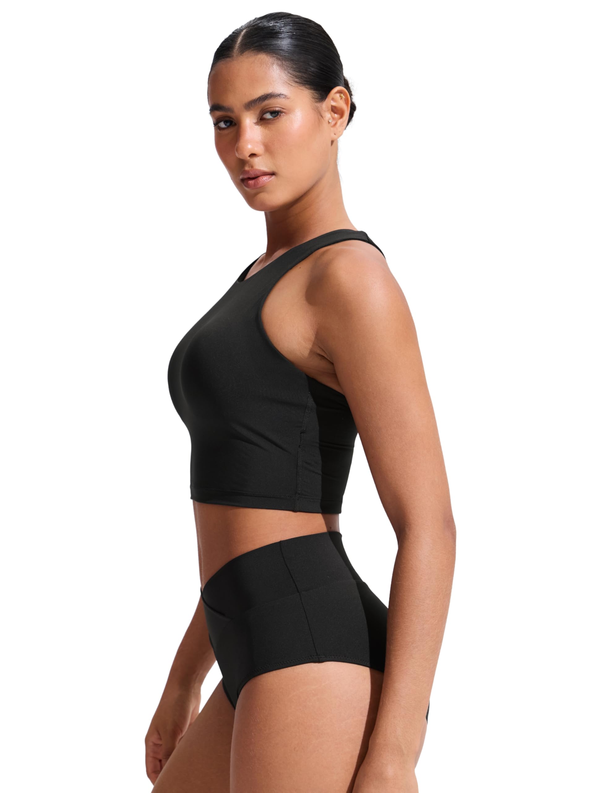 CRZ YOGA Femmes Hauts de Bikini à Dos Nageur Haut de Maillot de Bain Sèche Rapidement Rembourré Crop Top