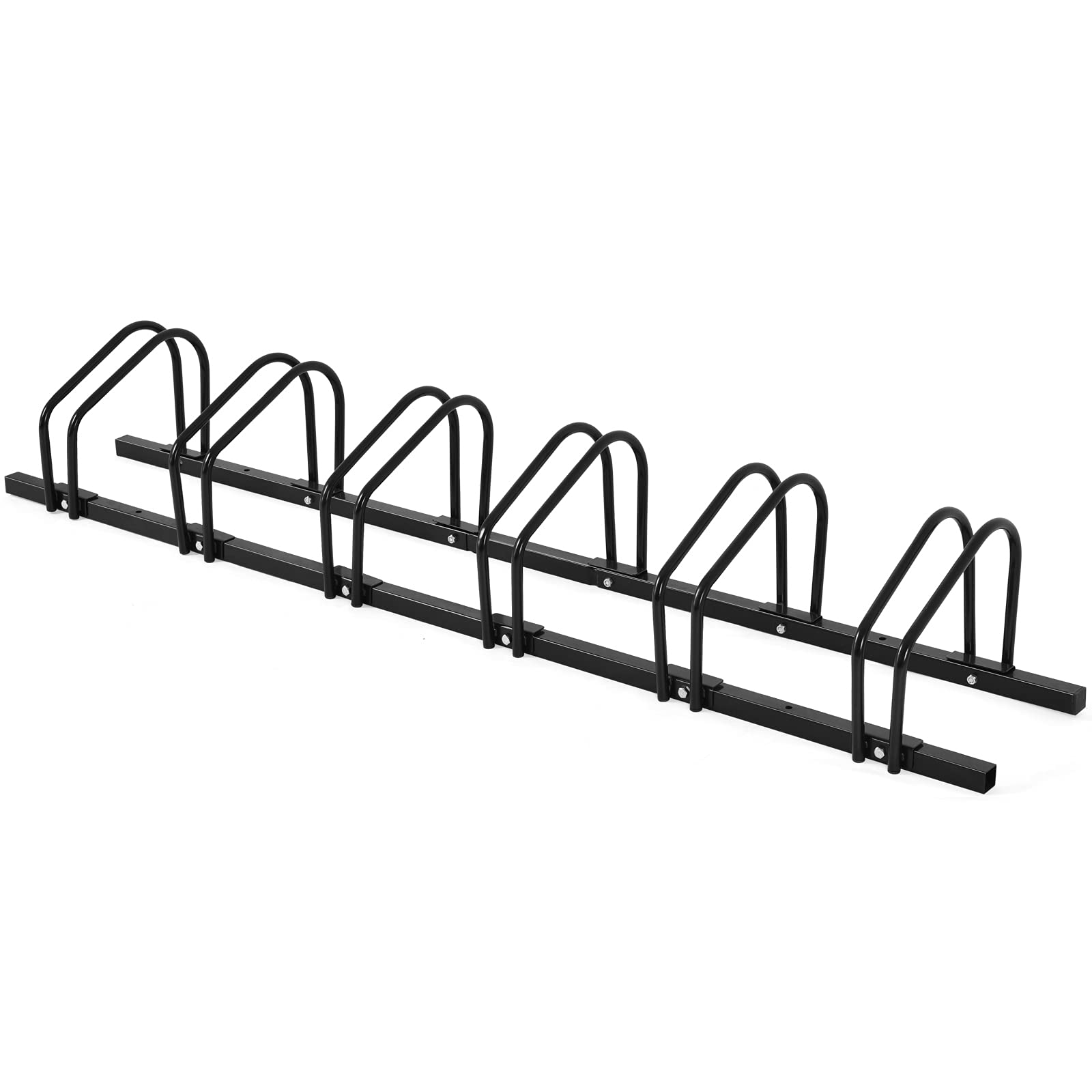 COSTWAY Fahrradständer Standparker Bodenständer Aufstellständer mit 4/5/6 Fahrrad Stellplätze, Mehrfachständer Stahl für Garage und Garten (Für 6 Fahrräder, Schwarz)
