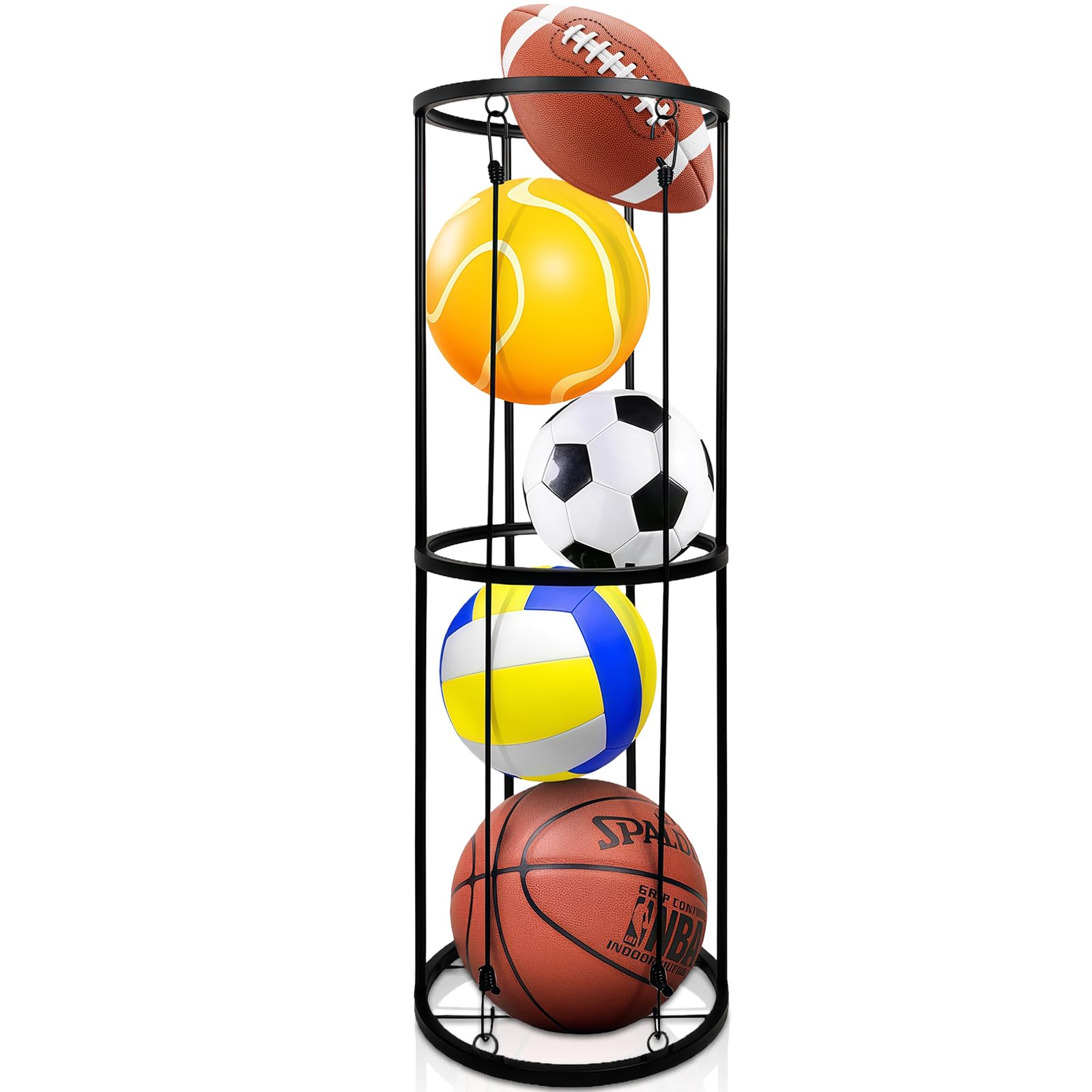 Portapalloni Verticale In Ferro – Scaffale Rimovibile Per Attrezzature Sportive, Capacità 4-5 Palloni, Per Basket, Calcio, Pallavolo, 98 Cm