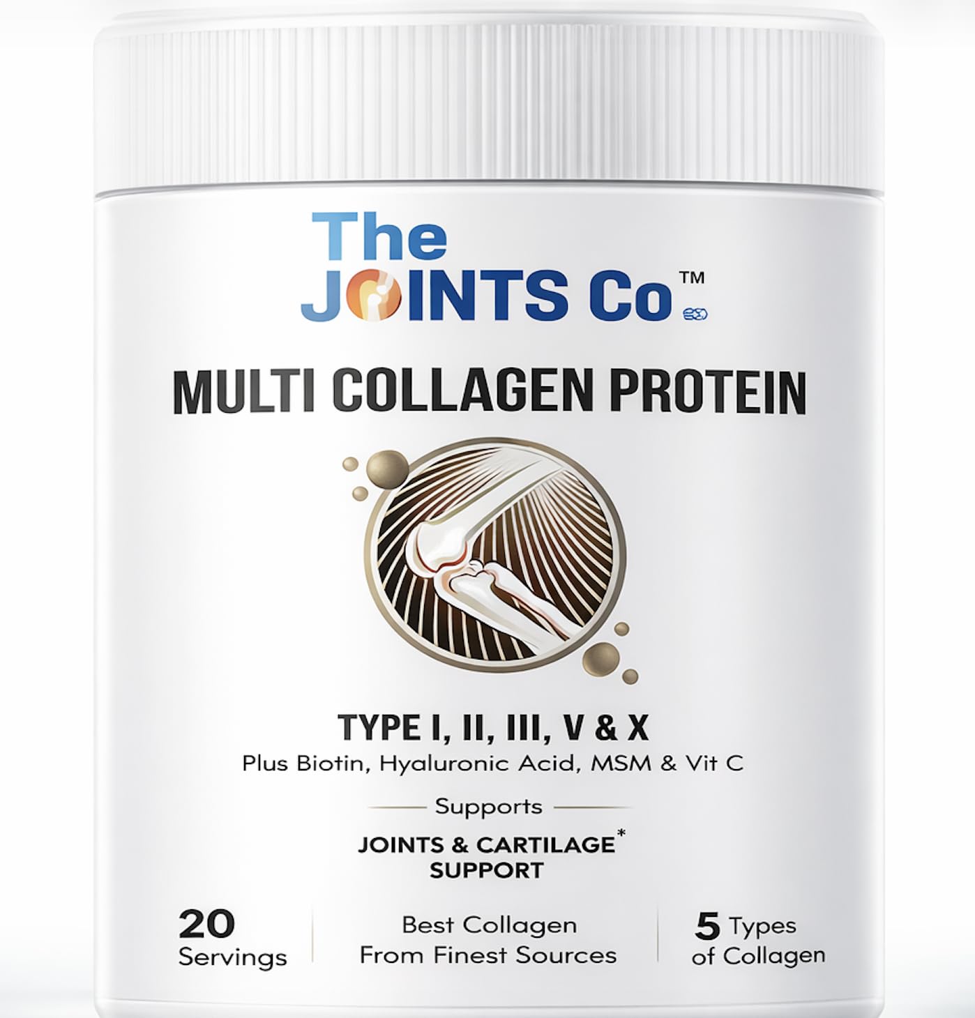 Multi Collagen Type I,II,III,V & X Protein Powder with MSM,Vitamin C & 19 amino acids - Supports Joints,Bones, Skin and Nails 200 gm -Pack of 1