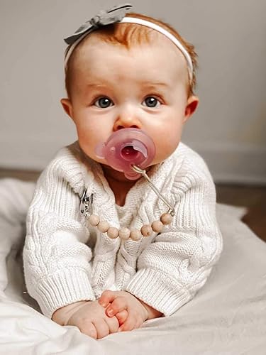 Miniatura 2 de Ali+Oli Clip de silicona para chupete para bebé (madera gris) 100% de grado alimenticio sin BPA para recién nacido, clip para bebé niño o niña