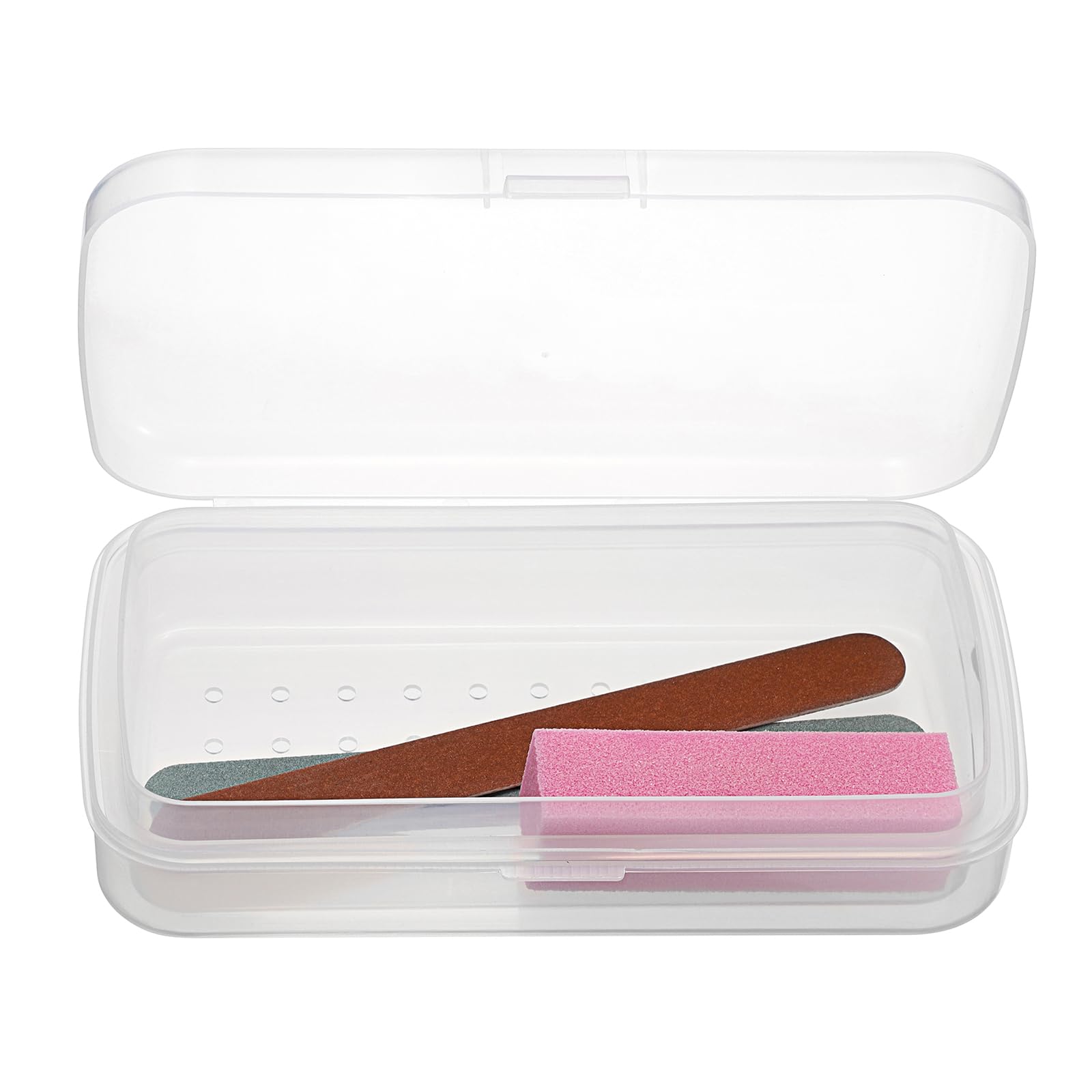 SUMTree Lot de 2 boîtes de stérilisation pour outils d'ongles - En plastique - Avec tamis amovible et couvercle - Bois de désinfection pour pinces à épiler et coupe-ongles - Blanc et rose