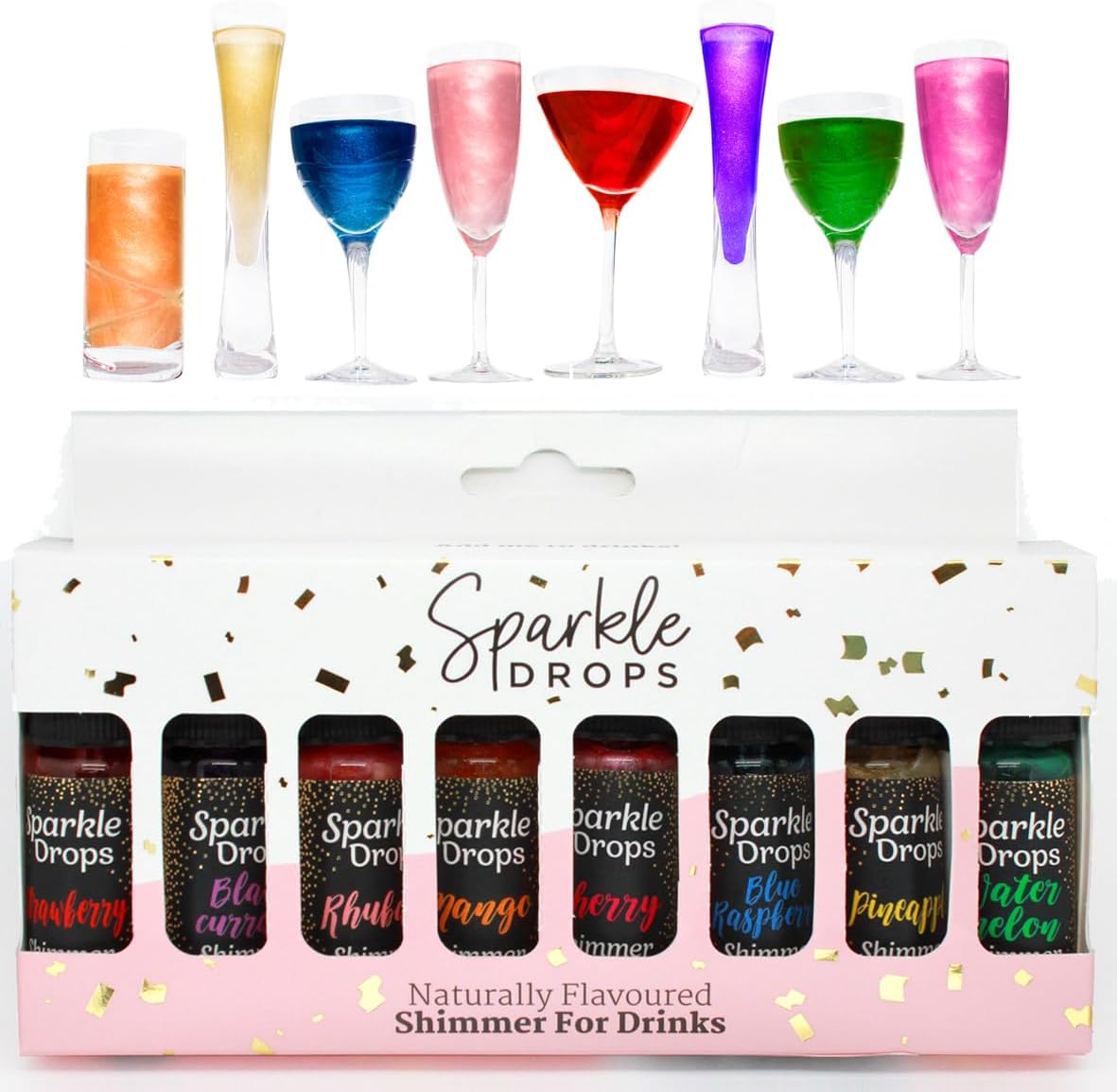 – Sparkle Drops The Ultimate Collection Drinks Shimmer Mixed Flavours Set, add Sparkle and Shimmer to Drinks, Prosecco, Sparkling Wine, Gin, Vodka & Cocktails (80ml)