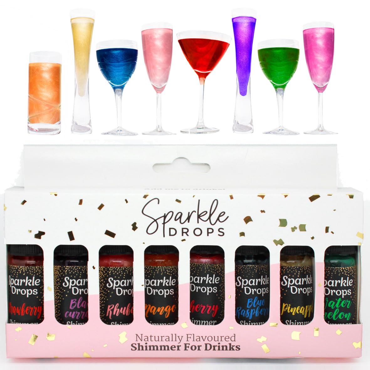 Sparkle Drops The Ultimate Collection Drinks Shimmer Mixed Flavours Set, add Sparkle and Shimmer to Drinks, Prosecco, Sparkling Wine, Gin, Vodka & Cocktails (80ml)