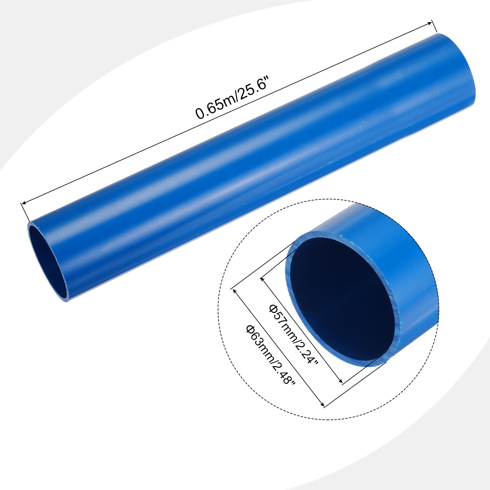 Tube Rigide PVC 21mm ID 25mm OD 0.65m Bleu - Tuyau Protection Câbles Et Conduite Eau
