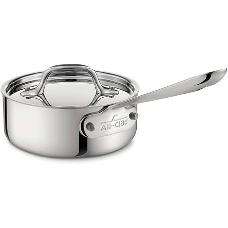 All-Clad 4201 Stainless Steel Tri-Ply Bonded Dishwasher Safe Sauce Pan with Lid / Cookware, 1-Quart, Silver -
