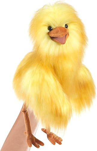 Folkmanis Marioneta de mano divertida pájaro, amarillo; naranja