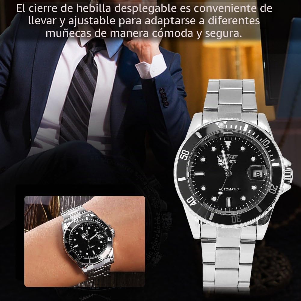 Reloj Mecánico Automático de 3 Colores, Sábana Ajustable, Pulsera de Acero Inoxidable para Mujeres y Hombres R