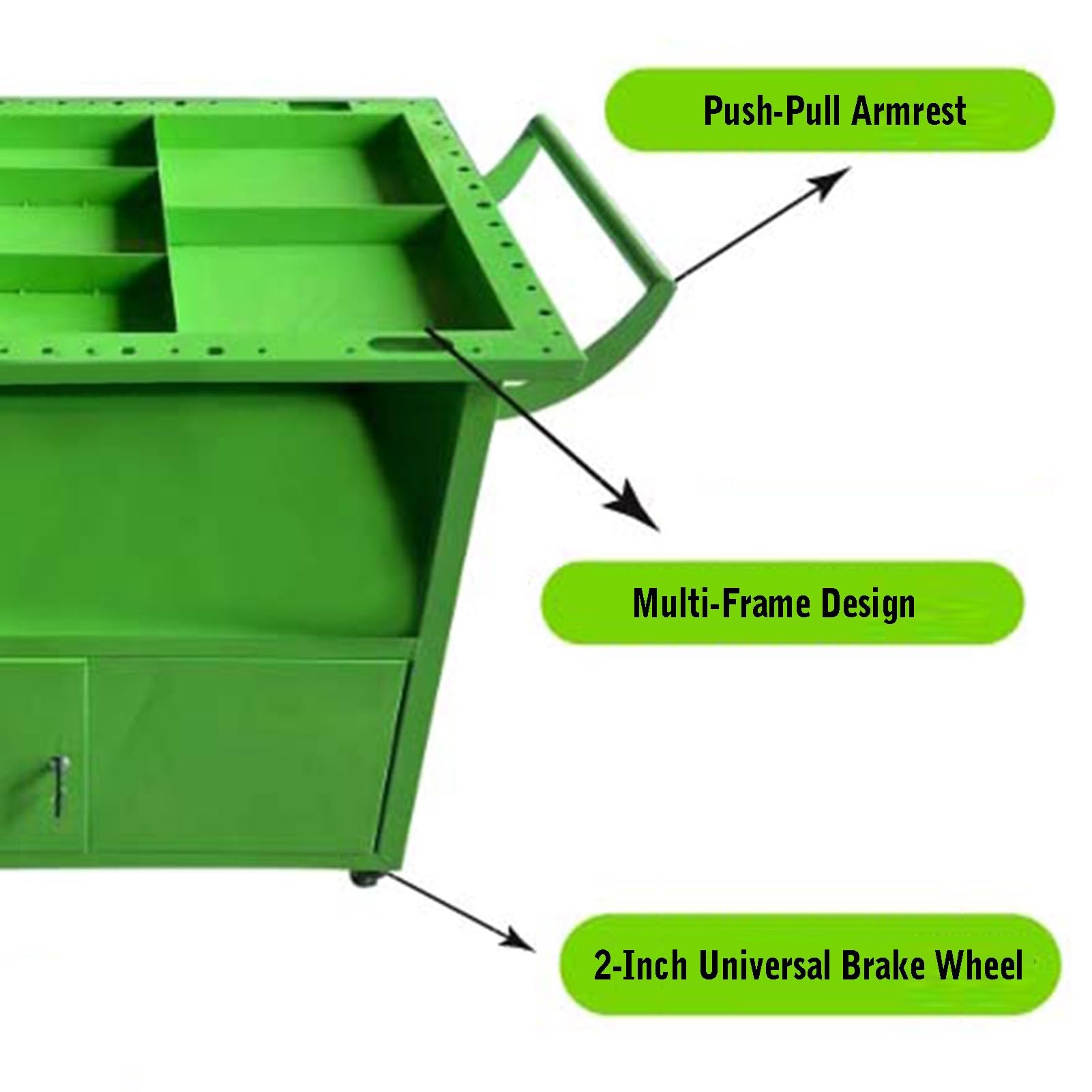 Carrello portautensili, Carrello di Servizio in Metallo con Ruote bloccabili, Organizer per Utensili a 3 Livelli, capacità di carico di 600 libbre per Garage, Magazzino e,