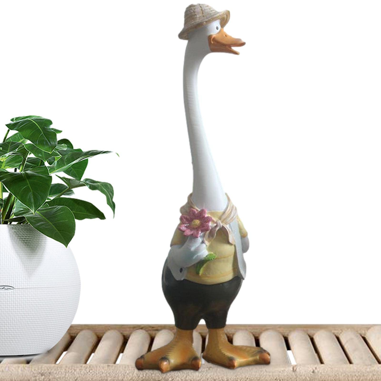 Imtrub Father Duck Statue - Spring Outing Resin Duck Garden Art | Cute Ducks Art Decor Gooses Figurine Ornament Indoor Outdoor Ornaments For Yard Home Garden Patio And Lawn