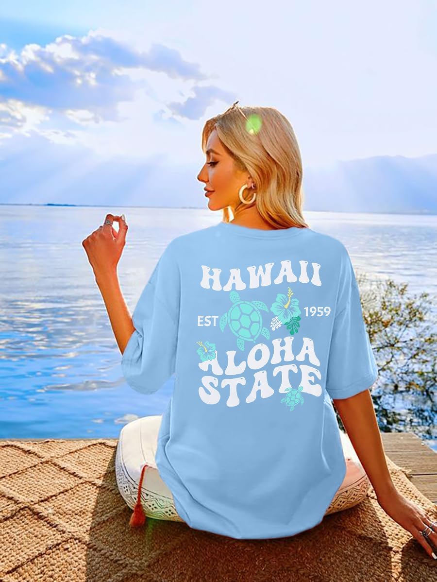 MNLYBABY Hawaiian Shirt Women Oversized Hawaii Graphic Shirts Hawaii Flowers Shirt Girls Preppy Casual Summer Vacation Tops - Image 3
