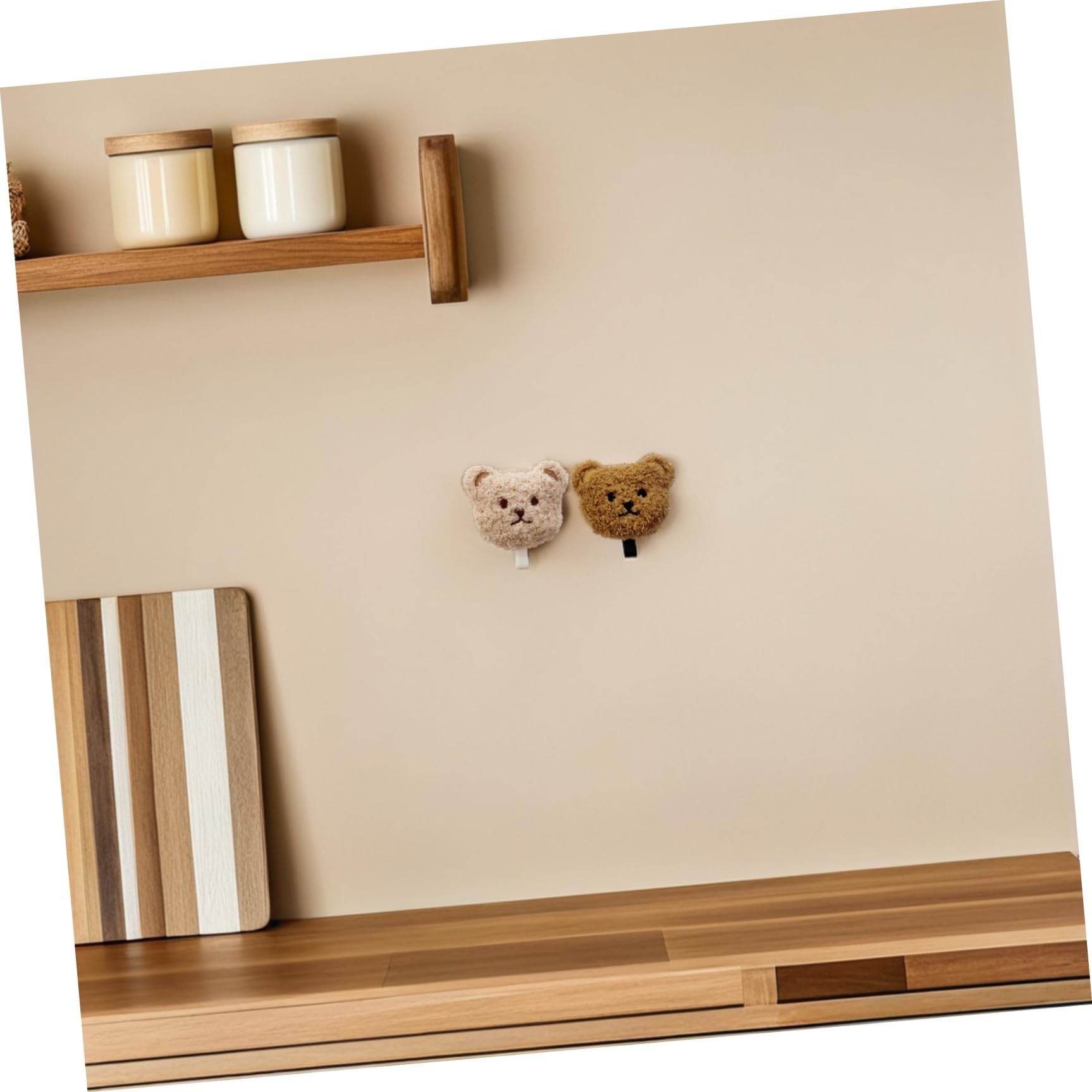 GALPADA Set 2 Ganci Adesivi in Peluche a Forma di Orso, senza Foratura, Facili da Usare, per Bagno e Viaggio, per Chiavi e Ombrelli