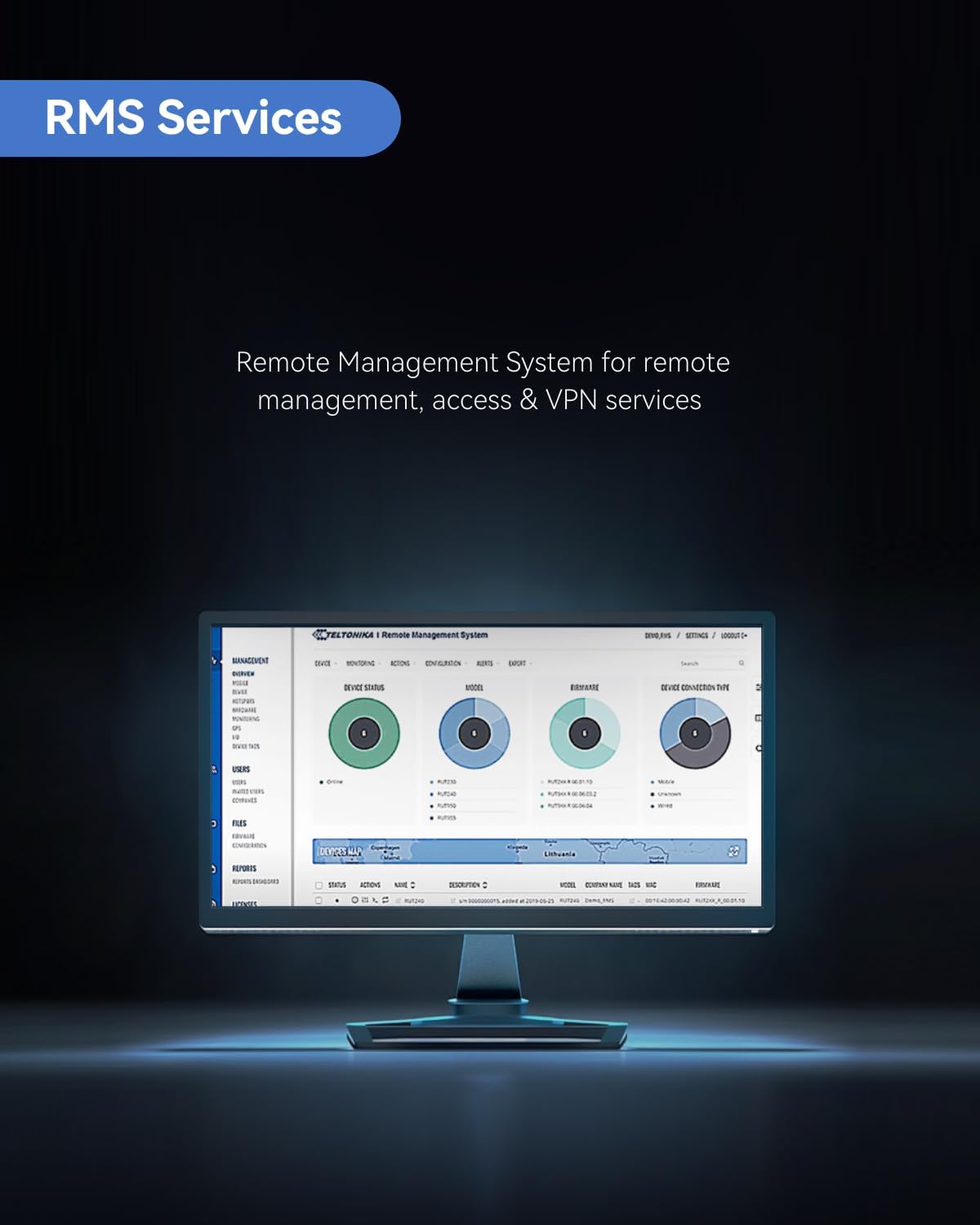 Teltonika RUT956A00A00 Model RUT956 Industrial Cellular Router; Compatible with All USA Carriers; 4G LTE (Cat 4), 3G, and 2G Connectivity; Dual SIM; Multiple Interfaces; GNSS